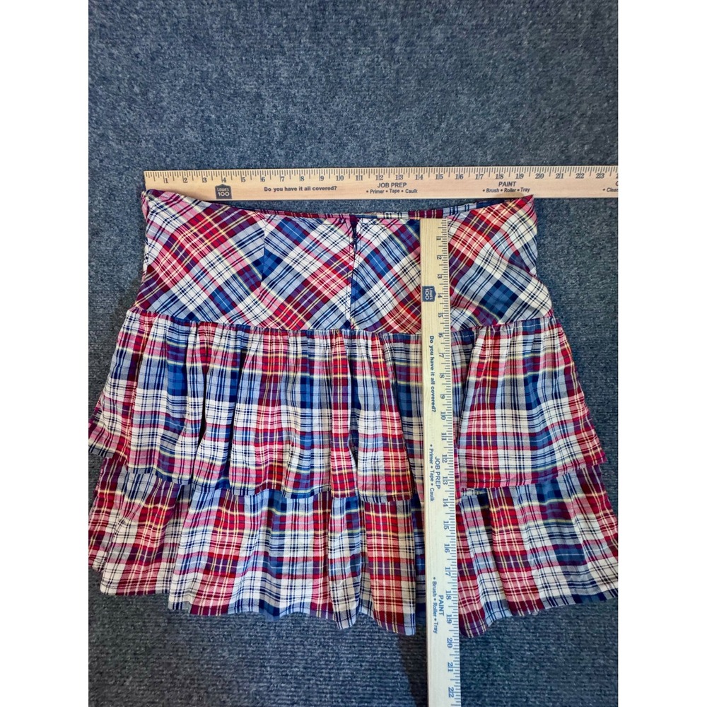 Torrid Plaid Tiered Ruffle Mini Skirt Red White Blue Tartan Plus Size 16 - Picture 4 of 4
